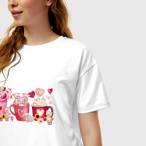 Женская футболка оверсайз Напитки для влюбленных / Белый – фото 3