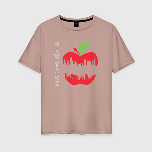 Женская футболка оверсайз Нью-Йорк большое яблоко / Пыльно-розовый – фото 1