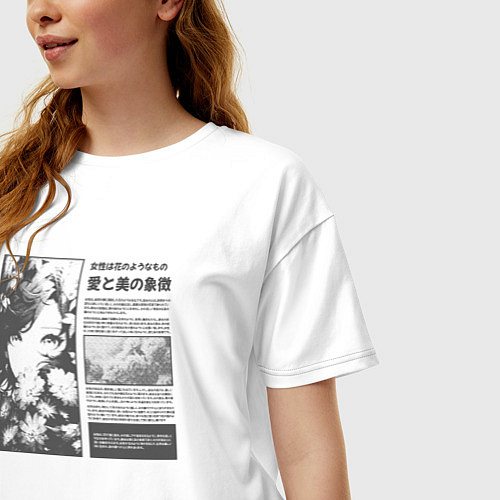 Женская футболка оверсайз Женщина как цветок / Белый – фото 3