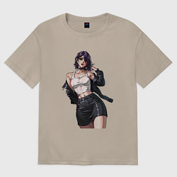 Футболка оверсайз женская Модная Резе - Chainsaw man, цвет: миндальный