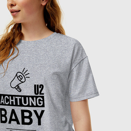 Женская футболка оверсайз U2 - Achtung Baby hansa studio berlin / Меланж – фото 3