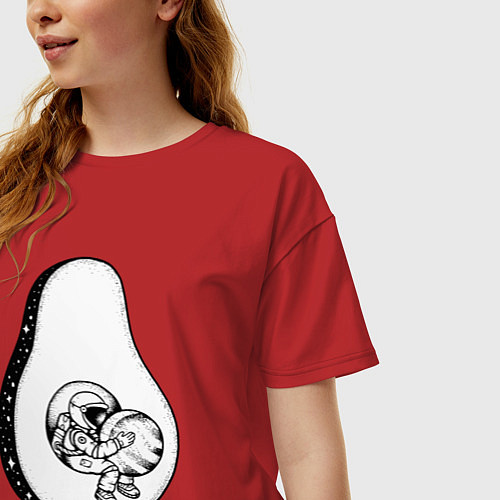 Женская футболка оверсайз Космическое авокадо / Красный – фото 3