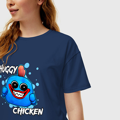 Женская футболка оверсайз Чикен Ган - Хагги Вагги / Тёмно-синий – фото 3