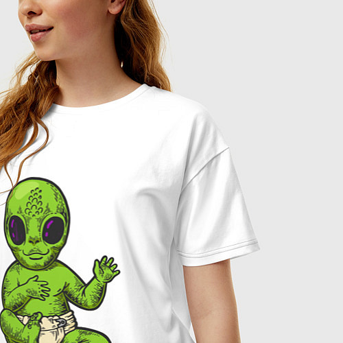 Женская футболка оверсайз Ребёнок пришельца / Белый – фото 3