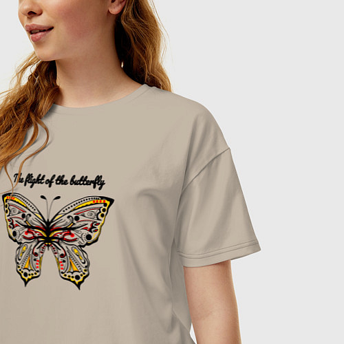 Женская футболка оверсайз The flight of the butterfly / Миндальный – фото 3