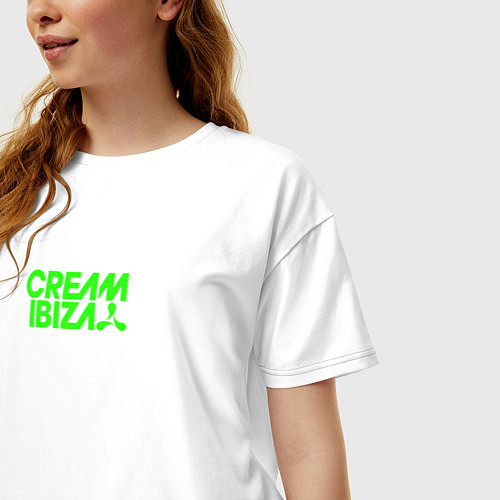 Женская футболка оверсайз Cream Ibiza / Белый – фото 3