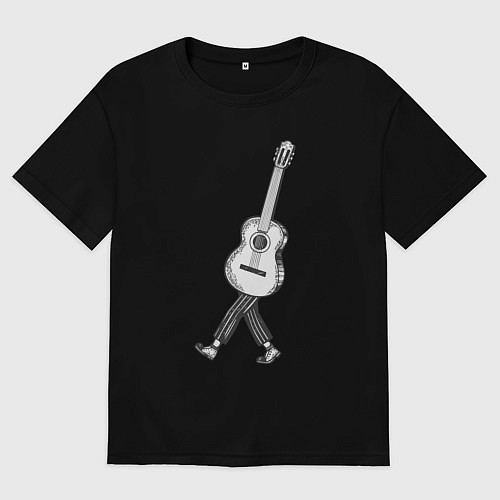 Женская футболка оверсайз Человек гитара / Черный – фото 1