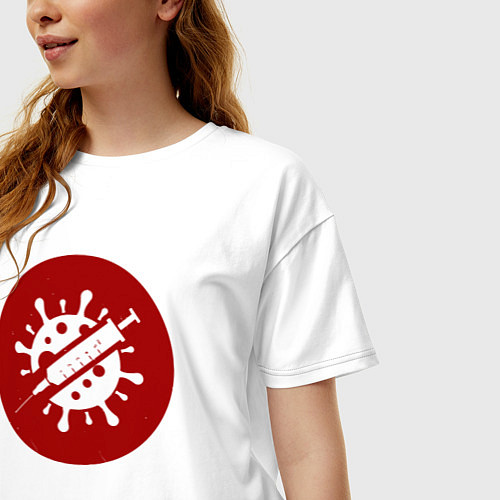 Женская футболка оверсайз Против вируса / Белый – фото 3