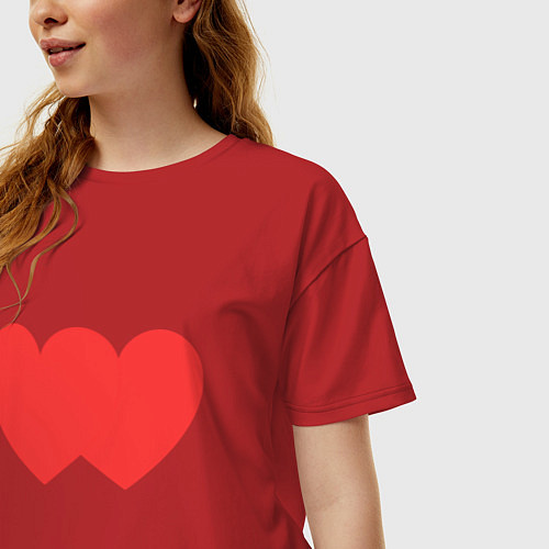 Женская футболка оверсайз Два сердца слитые в одно / Красный – фото 3