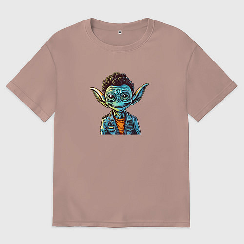 Женская футболка оверсайз Модный пришелец / Пыльно-розовый – фото 1