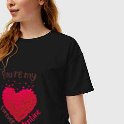 Футболка оверсайз женская Ты моя вечная валентинка-you re my forever valenti, цвет: черный — фото 2
