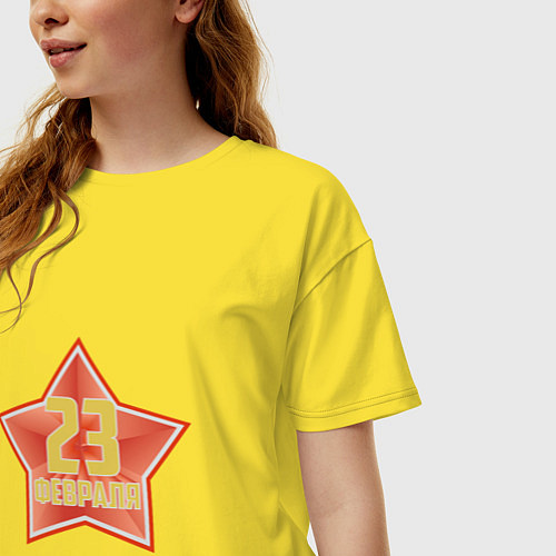Женская футболка оверсайз 23 февраля со звездой / Желтый – фото 3