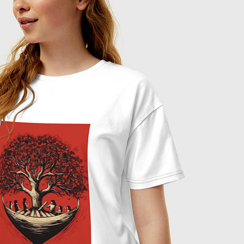 Женская футболка оверсайз Love tree / Белый – фото 3