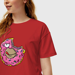 Футболка оверсайз женская Homer donut, цвет: красный — фото 2
