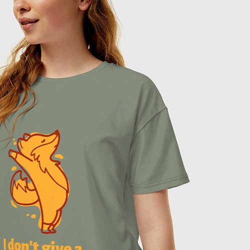 Женская футболка оверсайз I dont give a fox / Авокадо – фото 3