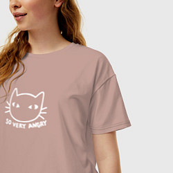 Футболка оверсайз женская So very angry cat, цвет: пыльно-розовый — фото 2