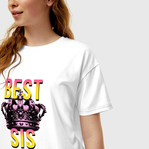 Женская футболка оверсайз Best sis / Белый – фото 3