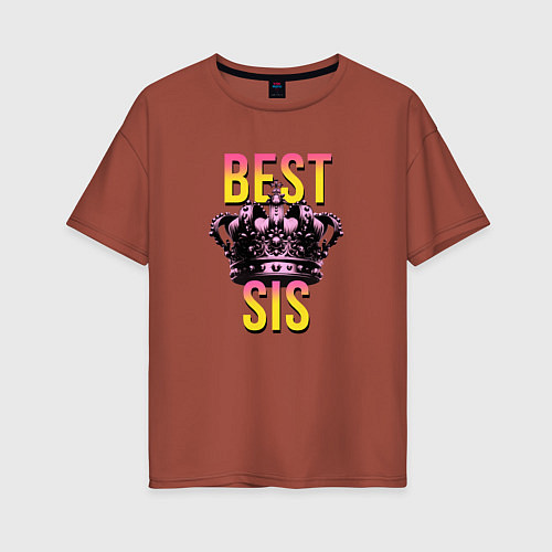 Женская футболка оверсайз Best sis / Кирпичный – фото 1