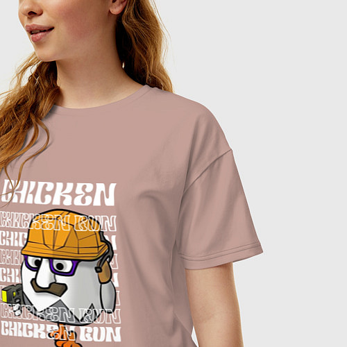 Женская футболка оверсайз Чикин ган / Пыльно-розовый – фото 3