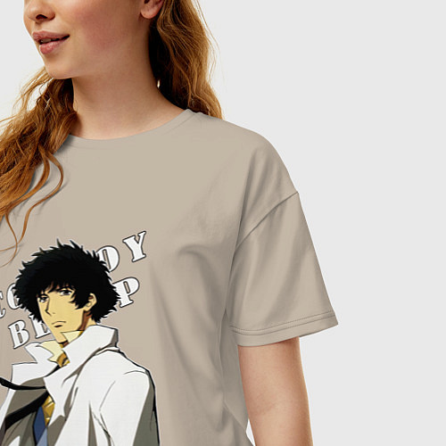 Женская футболка оверсайз Spike из аниме cowboy bebop / Миндальный – фото 3