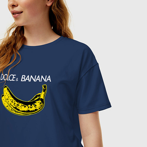 Женская футболка оверсайз Dolce Banana / Тёмно-синий – фото 3