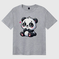 Футболка оверсайз женская Забавная маленькая панда, цвет: меланж