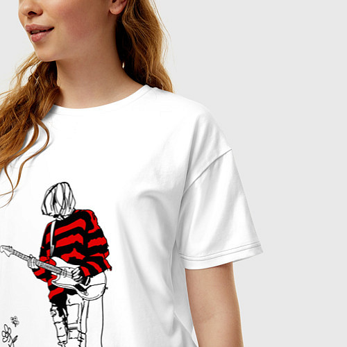 Женская футболка оверсайз Курт Кобейн Нирвана свитер / Белый – фото 3
