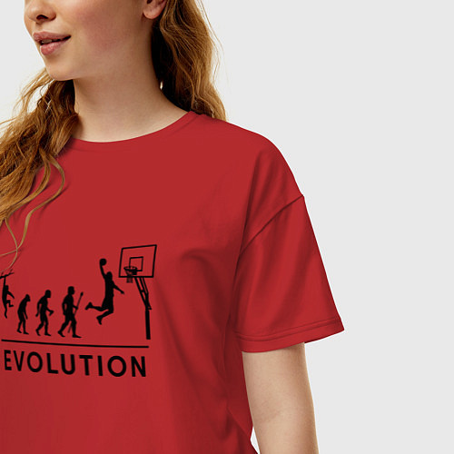 Женская футболка оверсайз Эволюция баскетболиста, баскетбол / Красный – фото 3