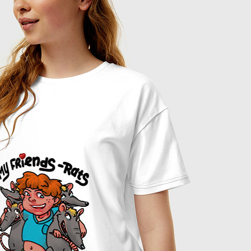 Женская футболка оверсайз Мои друзья крысы / Белый – фото 3