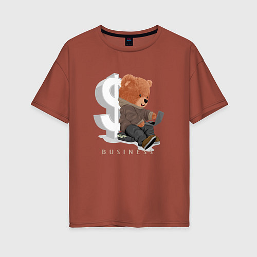 Женская футболка оверсайз Плюшевый медвежонок бизнесмен / Кирпичный – фото 1