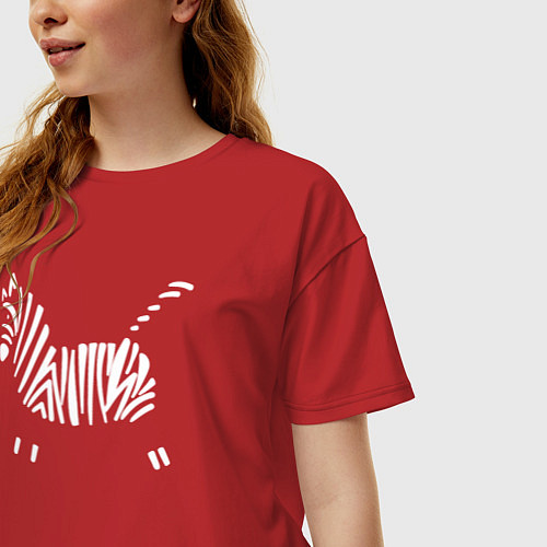 Женская футболка оверсайз Зебра минимализм / Красный – фото 3