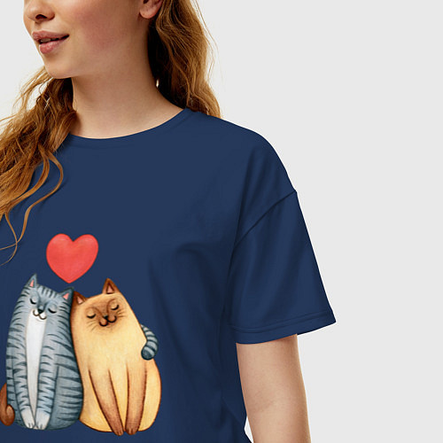 Женская футболка оверсайз Режим любви включён / Тёмно-синий – фото 3