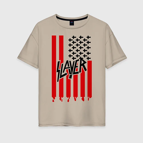 Женская футболка оверсайз Slayer Flag / Миндальный – фото 1