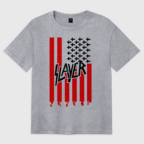 Женская футболка оверсайз Slayer Flag / Меланж – фото 1
