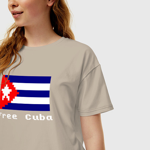 Женская футболка оверсайз Free Cuba / Миндальный – фото 3