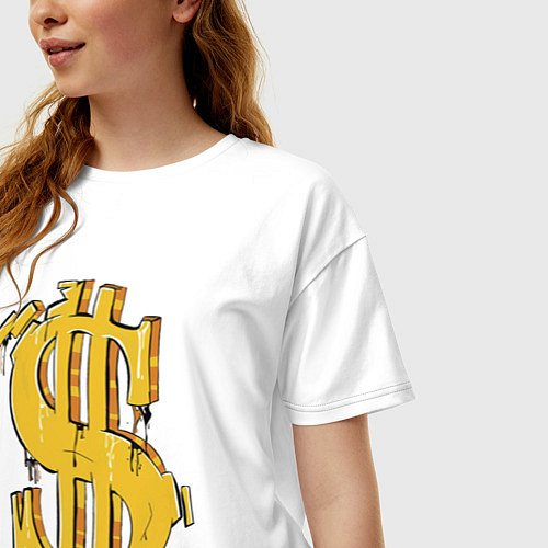 Женская футболка оверсайз Знак денег / Белый – фото 3
