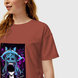 Футболка оверсайз женская Поднятие уровня в одиночку герой, цвет: кирпичный — фото 2