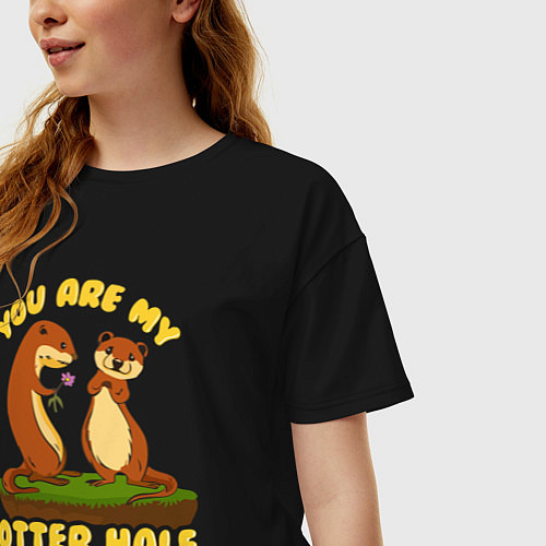 Женская футболка оверсайз Ты моя половинка / Черный – фото 3