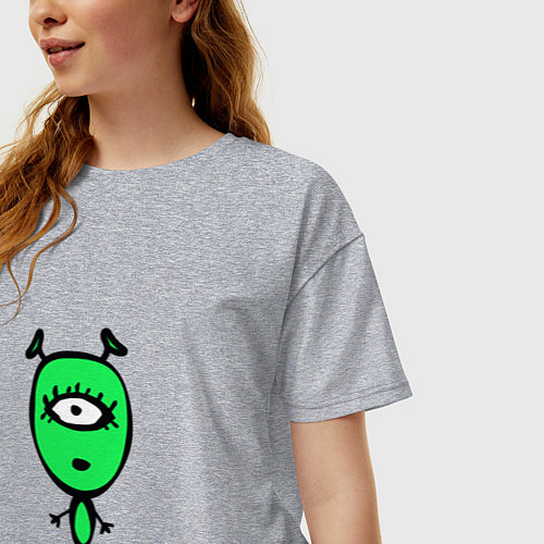 Женская футболка оверсайз Милый инопланетянин / Меланж – фото 3