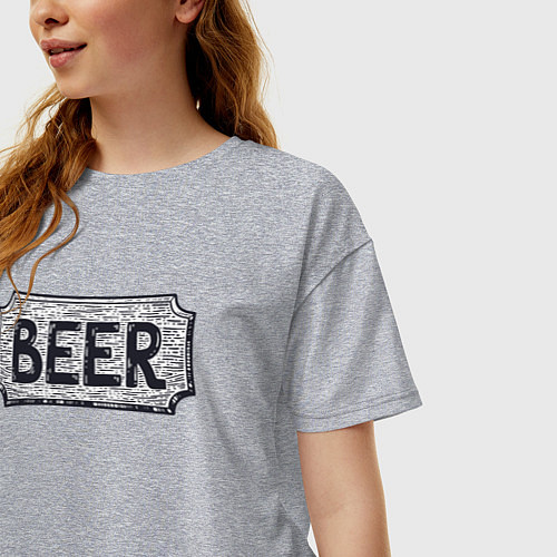 Женская футболка оверсайз Beer shop / Меланж – фото 3