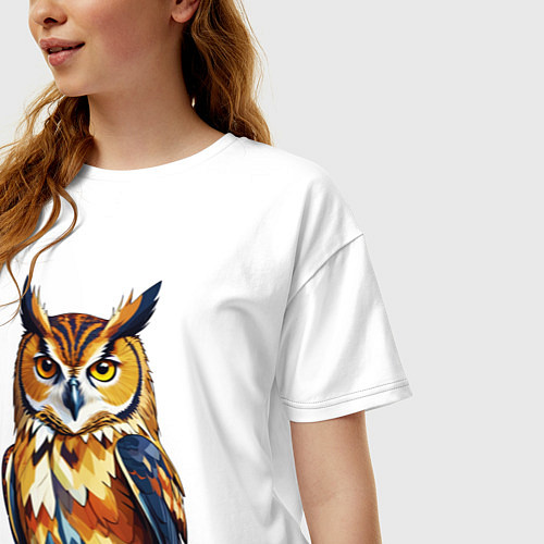 Женская футболка оверсайз Мудрый филин / Белый – фото 3
