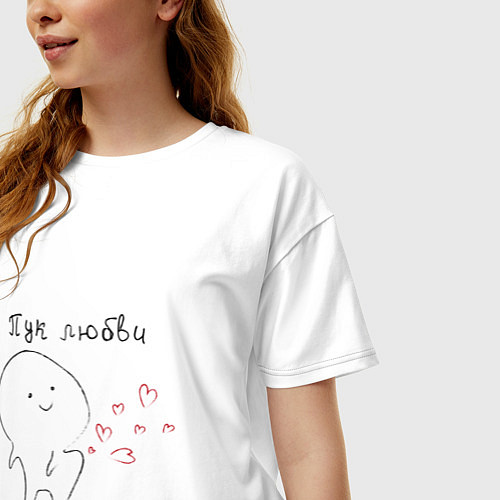 Женская футболка оверсайз Пук любви / Белый – фото 3