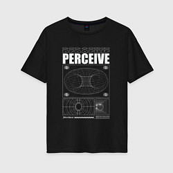 Футболка оверсайз женская Perceive streetwear, цвет: черный