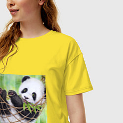 Футболка оверсайз женская Панда медвед, цвет: желтый — фото 2