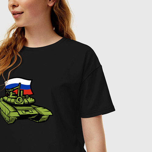 Женская футболка оверсайз Russian tank / Черный – фото 3
