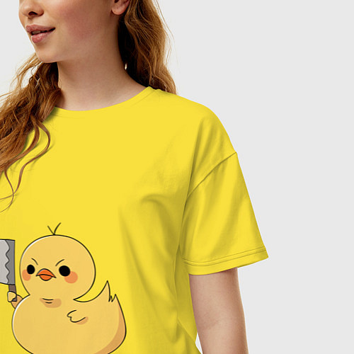Женская футболка оверсайз Утёнок с ножиком / Желтый – фото 3