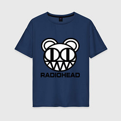 Футболка оверсайз женская Radiohead logo bear, цвет: тёмно-синий