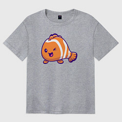 Футболка оверсайз женская Рыбка клоун, цвет: меланж