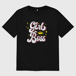 Футболка оверсайз женская Girl boss crown, цвет: черный