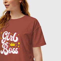 Футболка оверсайз женская Girl boss crown, цвет: кирпичный — фото 2